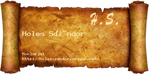 Holes Sándor névjegykártya